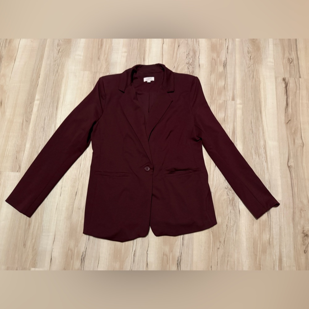 LOFT Outlet Maroon Blazer Size 12 • Stretch Workwear Jacket